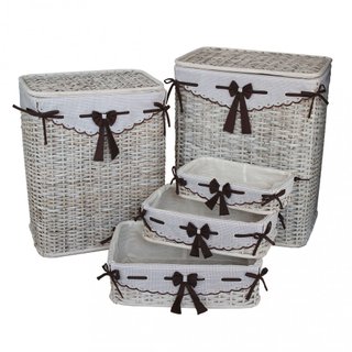 Set Ceste Portabiancheria Bagno Rattan Intrecciato