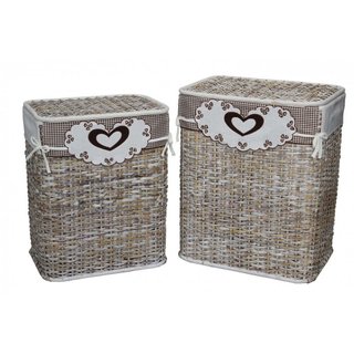 Set 2 Ceste Portabiancheria in Rattan Intrecciato