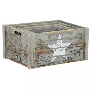 Set 4 Cassette Portaoggetti in Legno Sbiancato