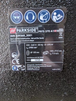 Lijadora Parkside PBTS 370 A1 + Accesorios