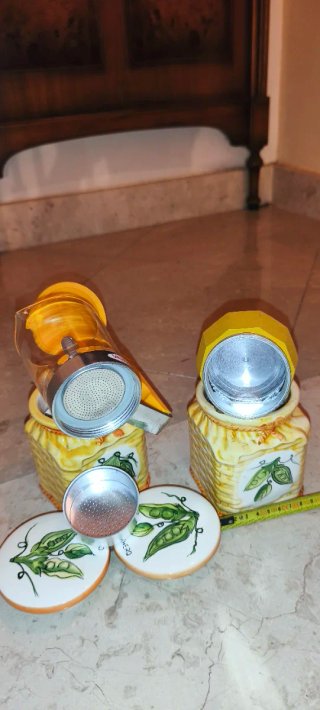 Set 2 barattoli ceramica + caffettiera gialla Velo