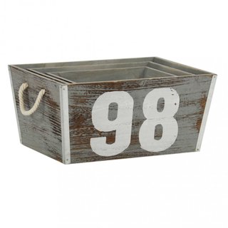 Set 3 Cassette Decorative in legno Manici in Corda