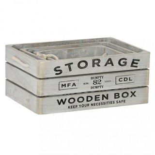 Set 3 Cassette Decorative in legno Manici in Corda