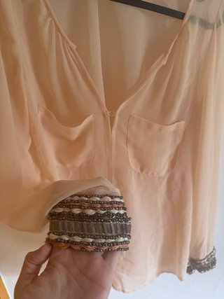 Blusa Zara transparente rosa