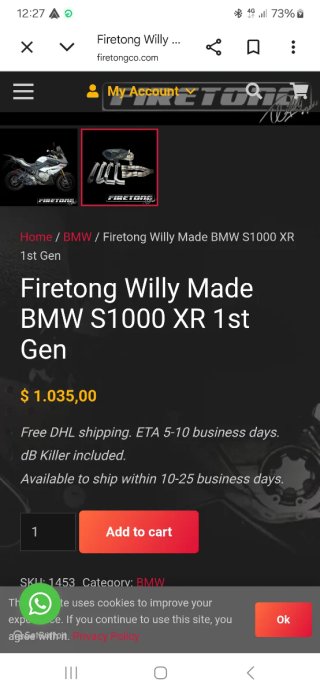 Escape FIRETONG BMW S1000XR 2015-2019