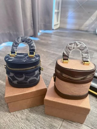 Bolso Coach Cilindro Beige y Azul