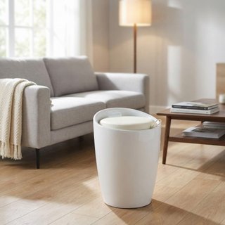 Sgabello Pouf Conteniotre con Cuscino in Ecopelle