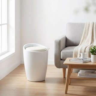 Sgabello Pouf Conteniotre con Cuscino in Ecopelle