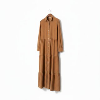 SUSY MIX - Abito Camicia Lungo in cotone - Senape