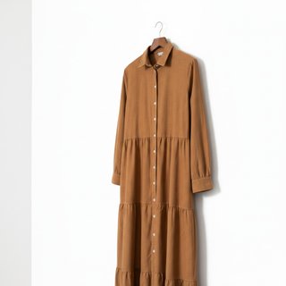 SUSY MIX - Abito Camicia Lungo in cotone - Senape