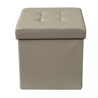 Pouf Contenitore Cubo in Ecopelle Beige 38x38cm