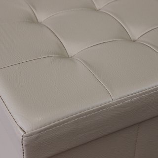 Pouf Contenitore Cubo in Ecopelle Beige 38x38cm