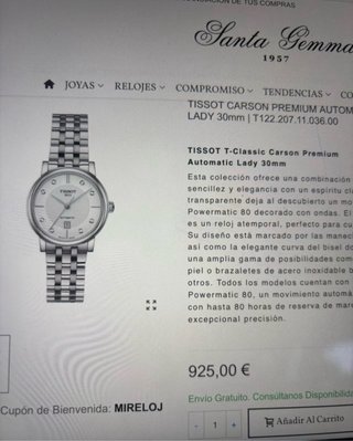 Reloj Tissot Carson Lady Automatic Diamantes