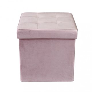 Pouf Contenitore Cubo in Velluto Rosa 38x38x38cm