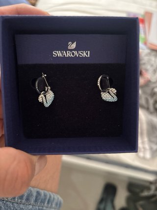 Pendientes Swarovski Cisne Azul y Plata