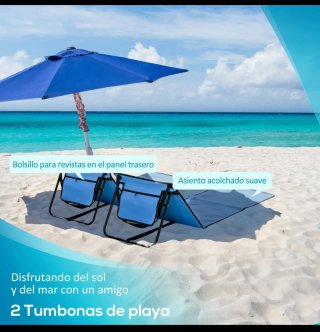 2 Esterillas de Playa Plegables Azul
