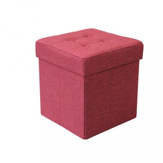 Pouf Contenitore Cubo in Tessuto Rosso 40x38x38cm