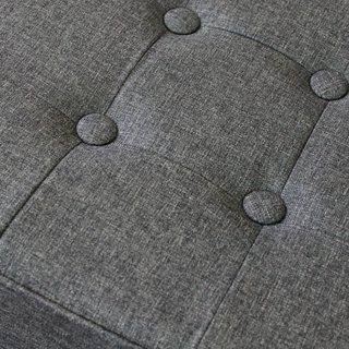 Pouf Contenitore Cubo in Tessuto Grigio Scuro
