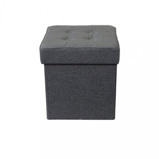 Pouf Contenitore Cubo in Tessuto Grigio Scuro