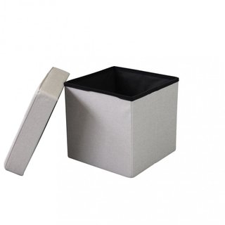 Pouf Contenitore Cubo in Tessuto Tortora 40x38cm