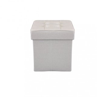 Pouf Contenitore Cubo in Tessuto Tortora 40x38cm