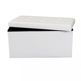 Pouf Contenitore Rettangolare in Ecopelle Bianco