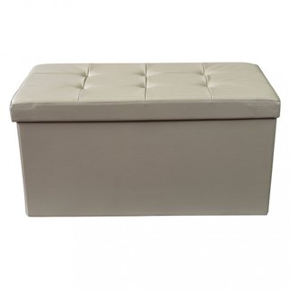 Pouf Contenitore Rettangolare in Ecopelle Beige