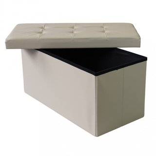 Pouf Contenitore Rettangolare in Ecopelle Beige