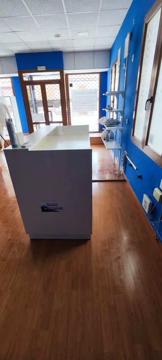 Mostrador de tienda blanco, 2 puestos de trabajo