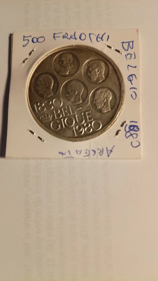 Moneta 500 Franchi Belgi Argento 1830-1980