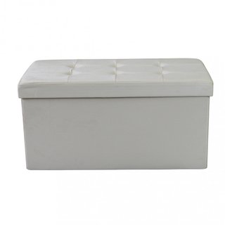 Pouf Contenitore Rettangolare in Velluto Beige