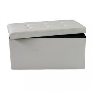 Pouf Contenitore Rettangolare in Velluto Beige