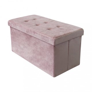 Pouf Contenitore Rettangolare Velluto Rosa 76x38cm