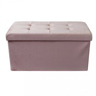 Pouf Contenitore Rettangolare Velluto Rosa 76x38cm