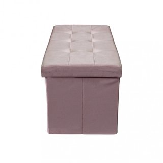 Pouf Contenitore Rettangolare Velluto Rosa 76x38cm