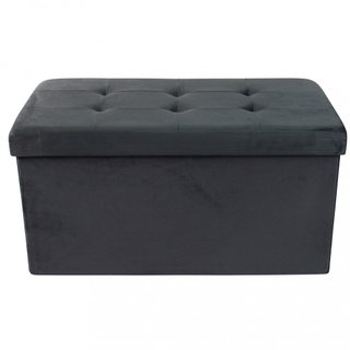 Pouf Contenitore Rettangolare Velluto Nero 76x38cm