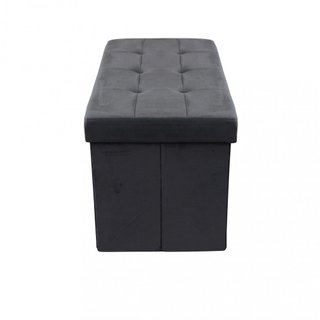 Pouf Contenitore Rettangolare Velluto Nero 76x38cm