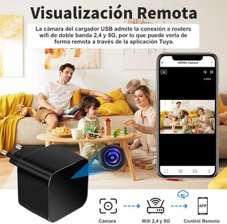 Cargador USB Cámara Oculta WiFi 5G
