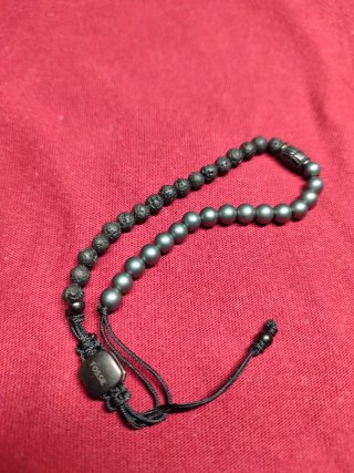 Pulsera Fossil Hombre Piedra Volcánica Negra