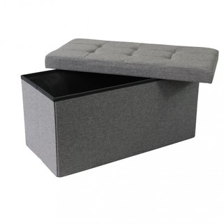 Pouf Contenitore Rettangolare Tessuto Grigio Scuro