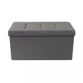 Pouf Contenitore Rettangolare Tessuto Grigio Scuro