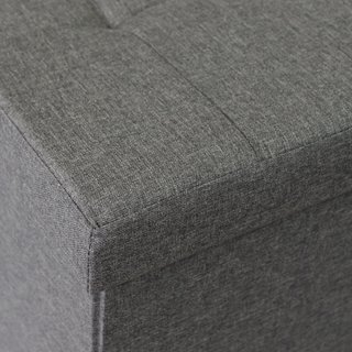 Pouf Contenitore Rettangolare Tessuto Grigio Scuro