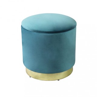 Pouf Contenitore Rotondo Poggiapiedi Velluto Verde