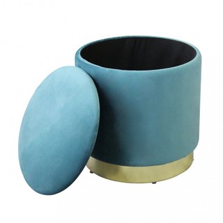 Pouf Contenitore Rotondo Poggiapiedi Velluto Verde