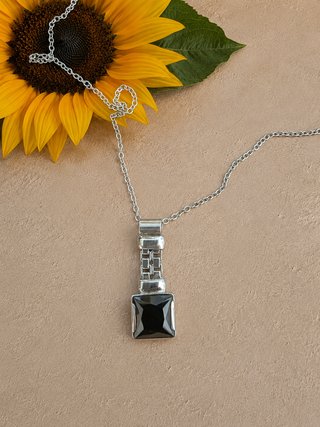 Collana Argento 925 con pendente Pietra Nera