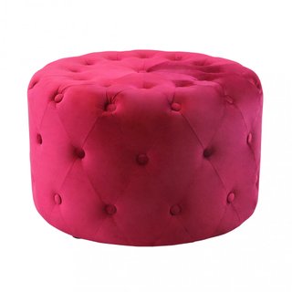 Pouf Rotondo Capitonné in Velluto Bordeaux 68x43cm