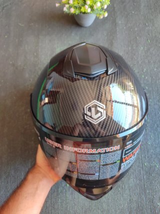 Casco Moto Integral Talla L Negro Pintura Carbono