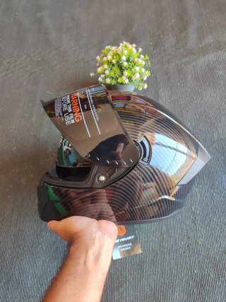 Casco Moto Integral Talla L Negro Pintura Carbono