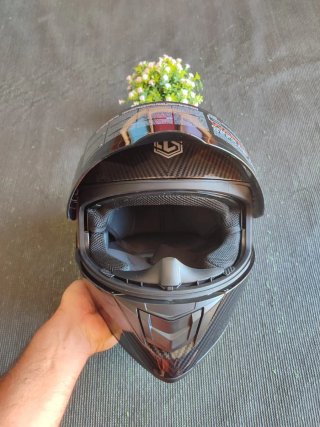 Casco Moto Integral Talla L Negro Pintura Carbono