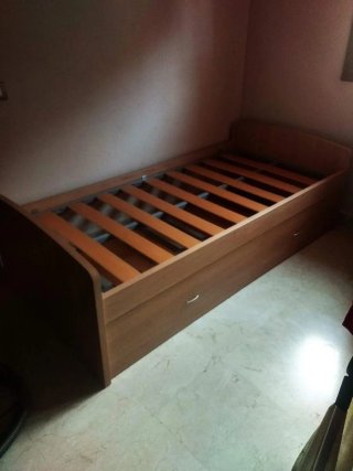 Cama individual de madera con cajón cama